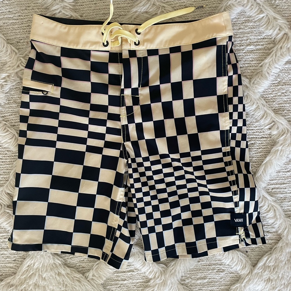 Vans checkered swim trunks boys 12